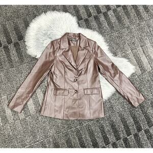 Finesse Thea Brown Vegan‎ Leather Blazer Size Medium